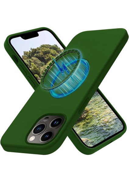 iPhone 11 Uyumlu Mikrofiber Astarlı, Lansman Silikon Kılıf, Magsafe Uyumlu (Yeşil)