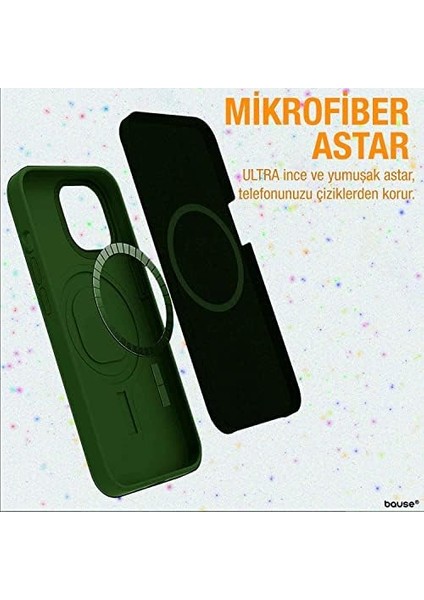 iPhone 11 Uyumlu Mikrofiber Astarlı, Lansman Silikon Kılıf, Magsafe Uyumlu (Yeşil)