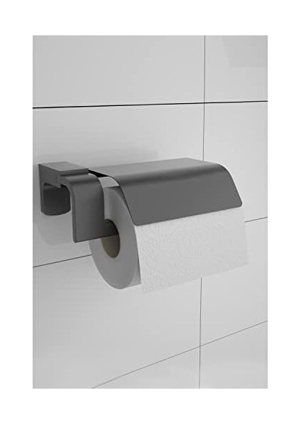 Banyo F1 Model Paslanmaz Siyah Kapaklı Tuvalet Kağıdı Askısı, Tuvalet Kağıdı Tutacağı, Tuvalet Kağıtlığı 5 Yıl Garantili