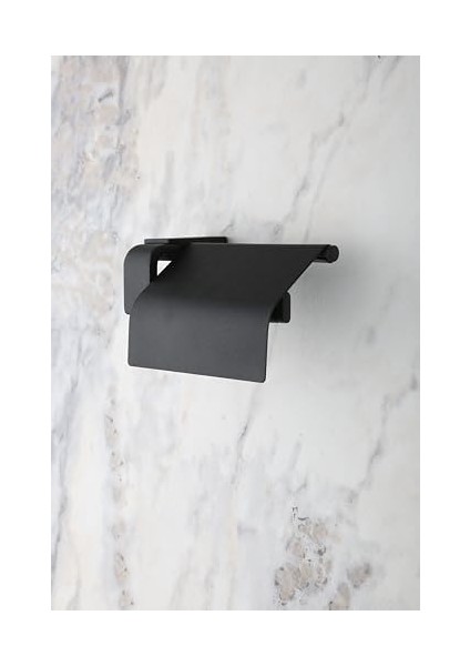 Banyo F1 Model Paslanmaz Siyah Kapaklı Tuvalet Kağıdı Askısı, Tuvalet Kağıdı Tutacağı, Tuvalet Kağıtlığı 5 Yıl Garantili