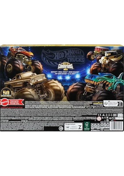 Wheels Monster Trucks Bigfoot Trophy Şampiyonları Araba ve Kamyon Çoklu Arabalar