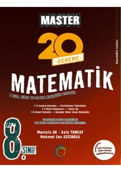 Yayınları 8. Sınıf Matematik 20 Deneme Master Serisi 1122