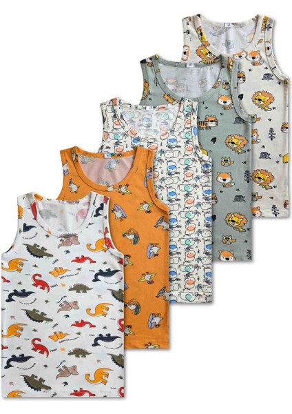 %95 Pamuklu Erkek Çocuk Atlet Iç Çamaşır 5li Set