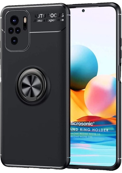 Xiaomi Redmi Note 10S Için Kılıf Kickstand Ring Holder Siyah [redmi Note 10S ile Uyumlu Kılıf - Siyah]