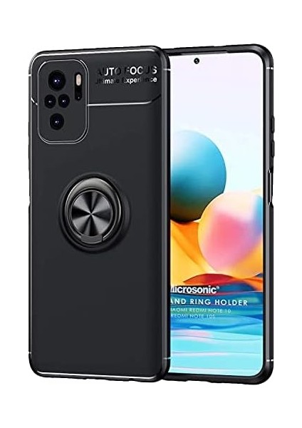 Xiaomi Redmi Note 10S Için Kılıf Kickstand Ring Holder Siyah [redmi Note 10S ile Uyumlu Kılıf - Siyah]
