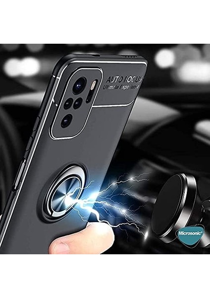 Xiaomi Redmi Note 10S Için Kılıf Kickstand Ring Holder Siyah [redmi Note 10S ile Uyumlu Kılıf - Siyah]