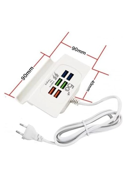 Masaüstü Yüksek Hızlı 6 USB Port Girişli Stand, Şarj Cihazı, USB Şarj Ünitesi, Masaüstü USB 3.1 A Çoklayıcı Stand Charger