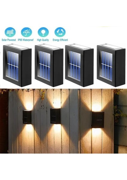 Güneş Enerjili Solar Lamba Aplik LED Teras Bahçe Veranda Çift Taraflı 1 Adet
