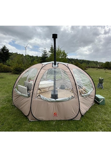 Tam Otomatik Şeffaf Kubbe Çadır, Yağmuru ve Kar Yağışı Izlenebilir 400*400*200CM