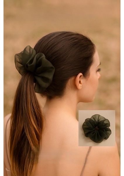 Büyük Organze Scrunchie - Yumuşak Dokulu Saç Tokası