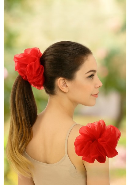 Büyük Organze Scrunchie - Yumuşak Dokulu Saç Tokası