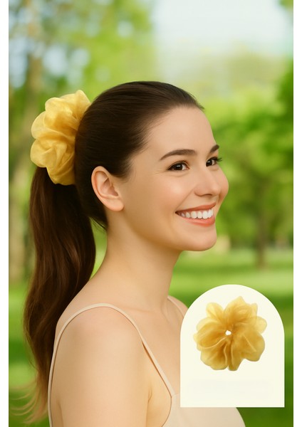 Büyük Organze Scrunchie - Yumuşak Dokulu Saç Tokası