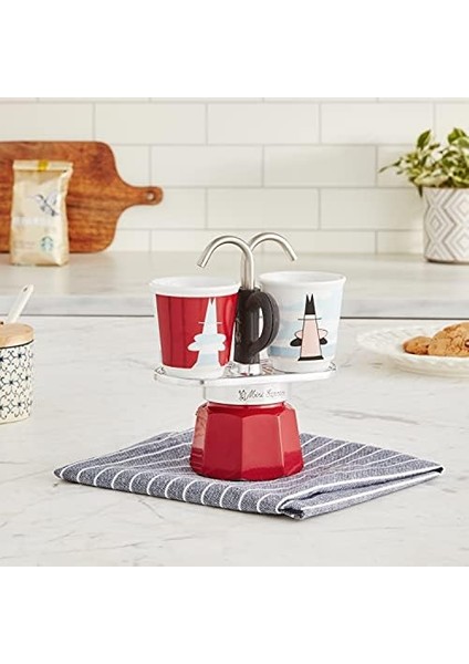 - Set Mini Express: Ocak Üstü Espresso Pişirici + 2 Cups - Magrite Serisi