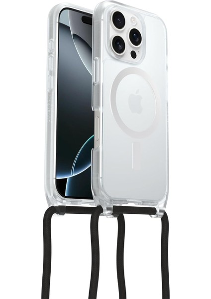 iPhone 16 Pro Uyumlu Magsafe'li React Kolye Kılıfı, Ayarlanabilir ve Çıkarılabilir Cep Telefonu Zincirine Sahip Ultra Ince, Koruyucu Kılıf, Şeffaf