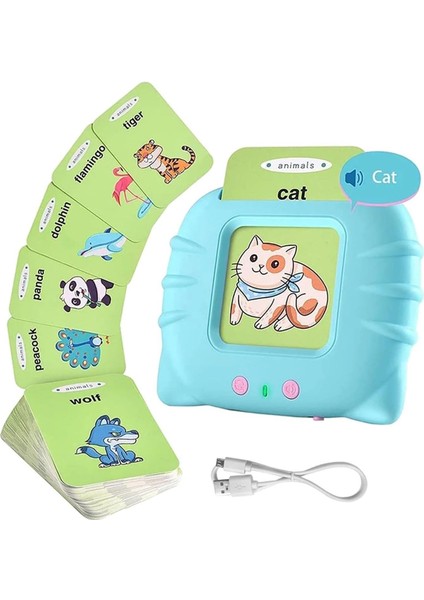 Ingilizce Erken Eğitim Kartı 224 Adet Flash Sesli Konuşan Kartlar Mavi