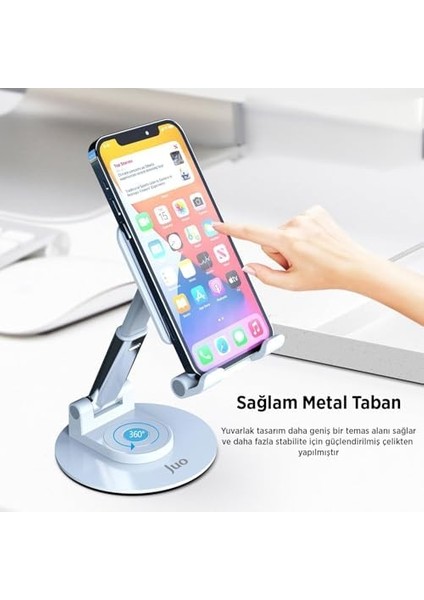 Katlanabilir 360 Derece Dönen Masaüstü Telefon Standı Beyaz