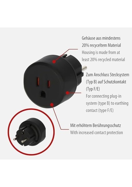 Abd Fiş Sistemi Türkiye Uyumlu IP20 Lisanslı Topraklı Trl Adaptör Dönüştürücü