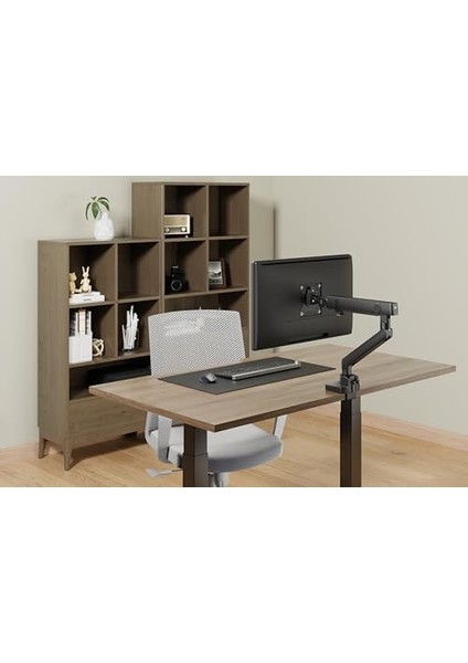 Monitör Tutucu 17" - 35" Ekranlar Için 12KG Taşıyabilir, LCD LED Monitör Tutucu Vesa Monitör Kolları, Eğilebilir Döndürülebilir Kablo Kılavuzlu Ergonomik Ekran Tutucu - Siyah