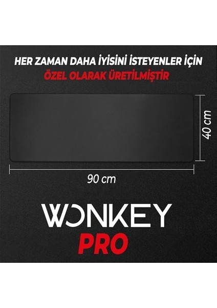 Pro - Dikişli Gaming Mouse Pad, Oyuncu Gamer Mousepad, Uzun ve Büyük Boy Xxlarge Masa Matı (90X40 cm - Xxl, Siyah)