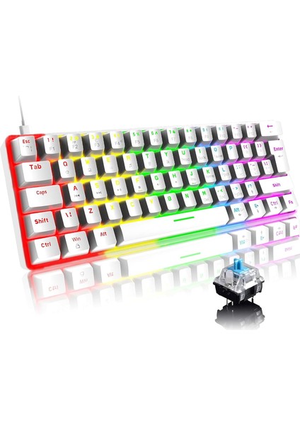 Blic Oyuncu Klavyesi Rgb Klavye 20 Modlu Ayarlanabilir Renk Seçeneği Rgb Suya ve Toza Dayanıklı Klavye Oyun Klavyesi Oyuncu Klavye Mekanik Klavye Aydınlatmalı Klavye Mavi Switch (Beyaz)