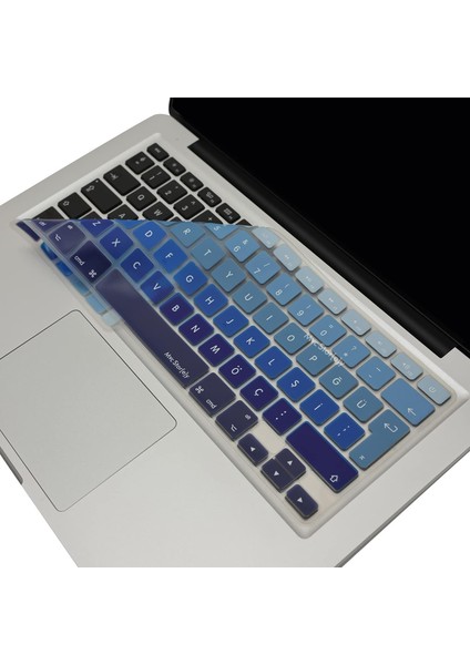 Macbook Air Pro Klavye Koruyucu (Türkçe Q) Ombre (Eski USB Li Model 2008/2017 Yılı) ile Uyumlu Lacivert Mavi