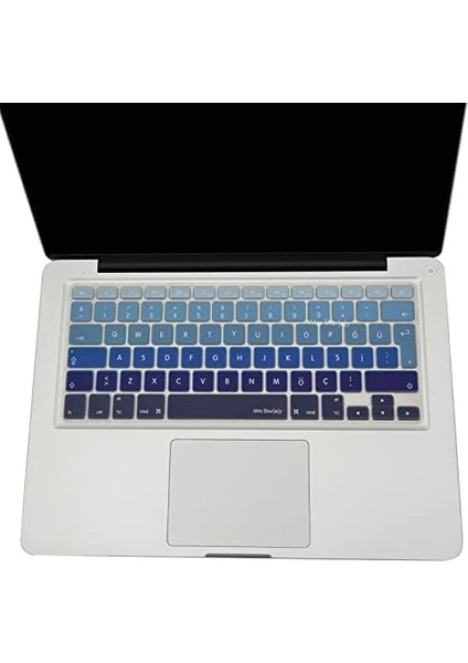 Macbook Air Pro Klavye Koruyucu (Türkçe Q) Ombre (Eski USB Li Model 2008/2017 Yılı) ile Uyumlu Lacivert Mavi
