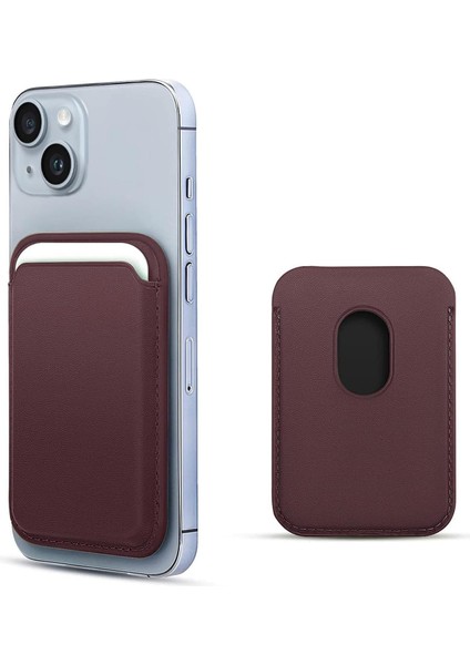 Kılıf Apple iPhone 15 Için Leather Wallet Magsafe Mor [iphone 15 ile Uyumlu Kılıf - Mor]