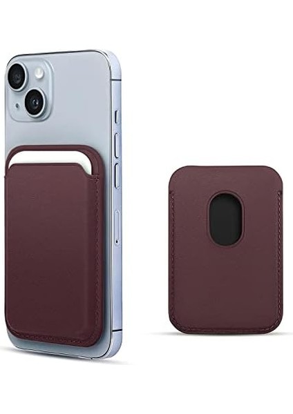 Kılıf Apple iPhone 15 Için Leather Wallet Magsafe Mor [iphone 15 ile Uyumlu Kılıf - Mor]