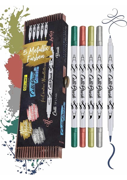 Calli.brush Kalem Set 5 Pcs. Metallic