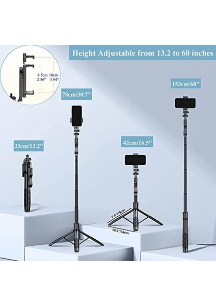IPhone 60 Için Selfie Sopa Uzaktan Kumanda/seyahat Tripod ile Iphone/selfie Sopa Telefon Standı, Taşınabilir ve Hafif Alüminyum Cep Telefonu Standı Kamera, Işık, Webcam Için Küçük Tripod