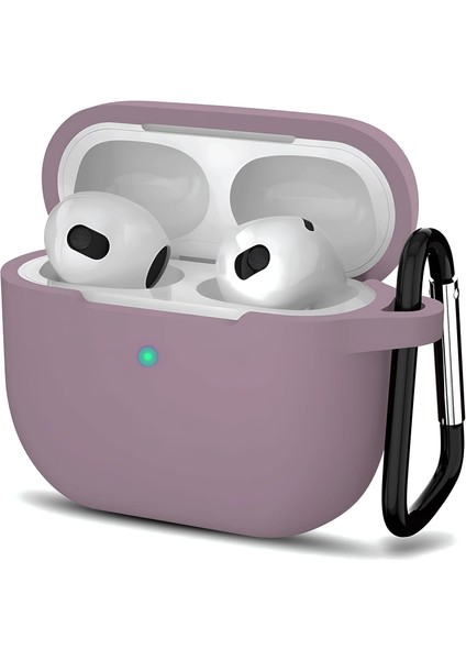 Airpods 3 ile Uyumlu Dışı Pürüzsüz Silikon Içi Kadife Cihazı Tam Saran ve Zamanla Bollaşma Yapmayan Silikon Kılıf (Gül Kurusu)