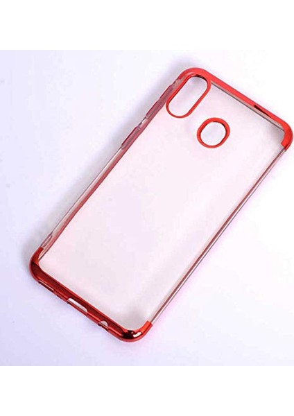 Samsung Galaxy A40 ile Uyumlu Dört Köşeli Lazer Kırmızı Cep Telefonu Kılıfı