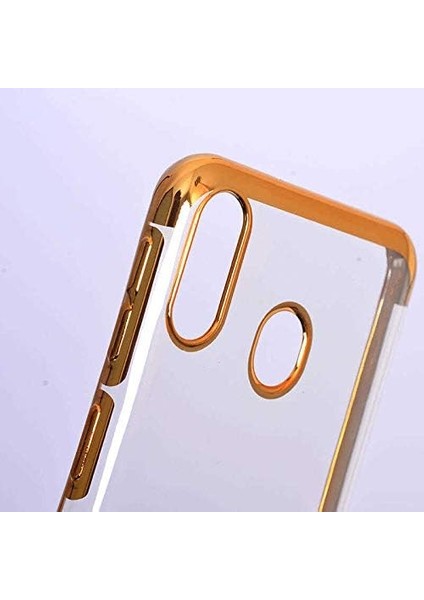 Samsung Galaxy A40 ile Uyumlu Dört Köşeli Lazer Kırmızı Cep Telefonu Kılıfı