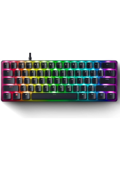 Huntsman Mini (Mor Anahtar) - Opto-Mekanik Anahtarlı Kompakt% 60 Oyun Klavyesi (Pbt Tuş Başlıkları, Çıkarılabilir Usb-C Kablosu) Qwerty Abd Düzeni | Siyah