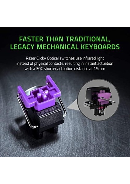 Huntsman Mini (Mor Anahtar) - Opto-Mekanik Anahtarlı Kompakt% 60 Oyun Klavyesi (Pbt Tuş Başlıkları, Çıkarılabilir Usb-C Kablosu) Qwerty Abd Düzeni | Siyah