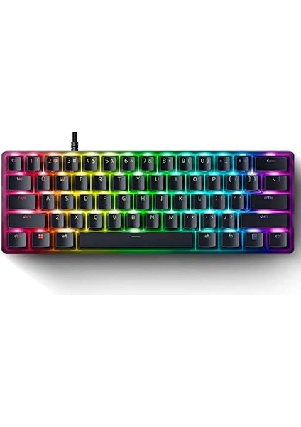 Huntsman Mini (Mor Anahtar) - Opto-Mekanik Anahtarlı Kompakt% 60 Oyun Klavyesi (Pbt Tuş Başlıkları, Çıkarılabilir Usb-C Kablosu) Qwerty Abd Düzeni | Siyah