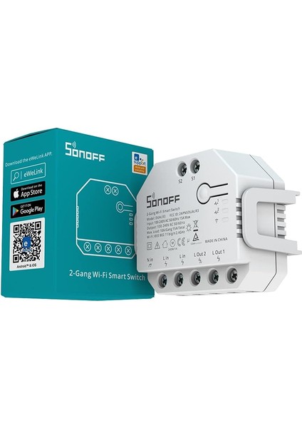 Güç Ölçümlü Wifi Akıllı Perde Anahtarı Tüv Sertifikalı, Dualr3 Çift Röle Dıy Perde, Panjur, Panjur, Iki Yönlü Akıllı Anahtar, Alexa ve Google Home ile Çalışır (1 Paket)