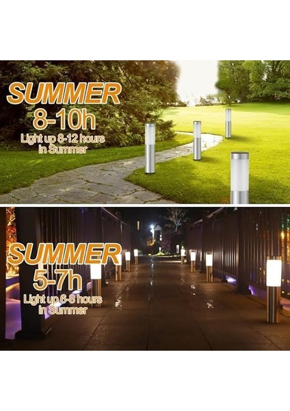 2 Adet Solar Güneş Enerjili, Gün Işığı, Bahçe Aydınlatması, IP65 Su Geçirmez, Paslanmaz Çelik, Veranda, Çim, Bahçe, Avlu, Balkon, Havuz Kenarı, Yürüyüş Yolu, Peyzaj Lambası, 38 cm
