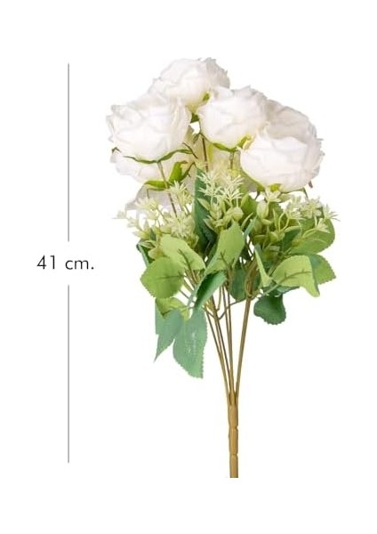 Yapay Çiçek Şakayık Buket 7 Dal Beyaz 41 Cm.