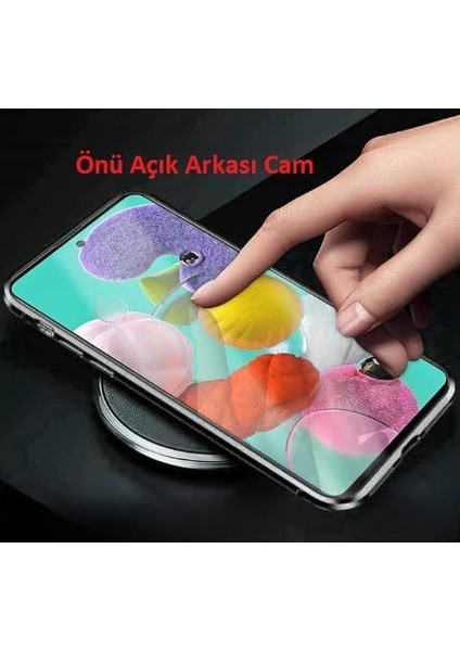 Samsung Galaxy Note 10 Plus Uyumlu Kılıf Önü Açık Arkası Temperli Cam, Manyetik Adsorpsiyon Darbeye Dayanıklı Kapak, Alüminyum Metal Tampon Güçlü Mıknatıslar (Mavi)