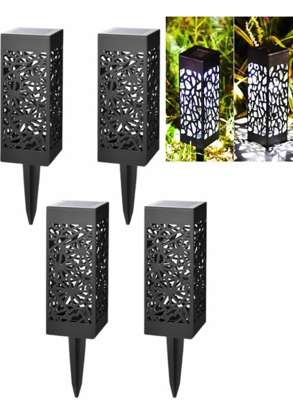 Güneş Enerjili Bahçe Aydınlatması, Beyaz Led, 4'lü Set, Yürüyüş Yolu, Teras, Çim, Havuz, Yol Için, Beyaz LED