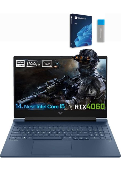 Victus 16 R1057NT02 I5-14500HX 32GB 1tb SSD RTX4060 16.1" Fhd 144Hz + Windows 11 Pro Tr USB Kutu Oem Taşınabilir Bilgisayar