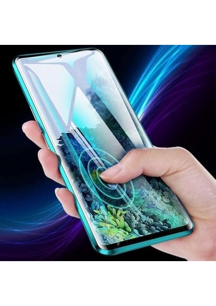 Xiaomi Redmi Note 7/7s/7 Pro Uyumlu Önü ve Arkası Temperli Cam, Manyetik Adsorpsiyon Darbeye Dayanıklı Kapak, Alüminyum Metal Tampon Güçlü Mıknatıslar (Mavi, Xiaomi Redmi Note 7/7s/7 Pro)