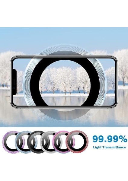 15 ve iPhone 15 Plus Kamera Camı Lens Koruyucu Halka Set - Gümüş Silver