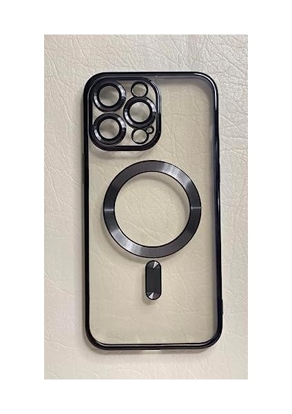 Aks iphone 14 Pro Max Için Kablosuz Şarj ile Uyumlu, Kamera Lens Korumalı Lazer Kılıf Siyah