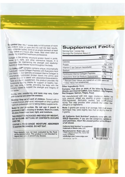 , Collagenup, Hydrolyzed Marine Collagen Hyaluronic Acid And Vitamin C, Unflavored, (206 Gr).abd MENŞEI.03941
