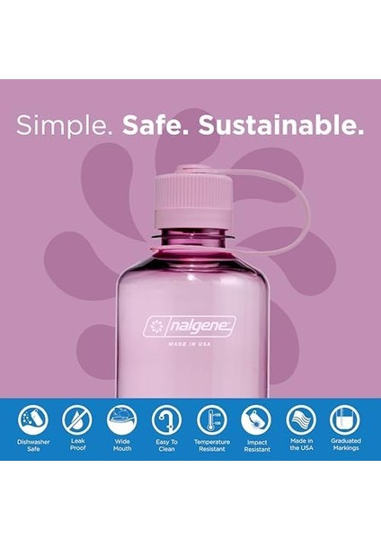 Sustain Tritan Bpa Içermeyen Su Şişesi,%50 Plastik Atık, 16 Oz, Dar Ağız, Kiraz Çiçeği