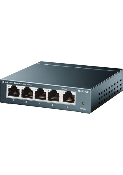 TL-SG105 5 Bağlantı Noktalı Gigabit Ağ Anahtarı (Tam Dupleks Modda 2000 Mbit/s'ye Kadar, Korumalı Rj-45 Bağlantı Noktası, Metal Gövde, Igmp Gözetleme, Yönetilmez, Fansız) Mavi Metalik