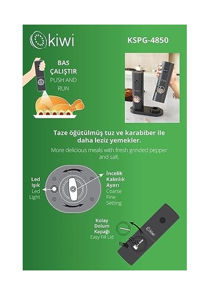 KSPG-4850 2'li Standlı Tuz&karabiber Değirmeni