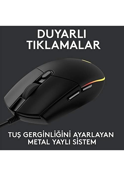 G G102 Kablolu Oyuncu Mouse, Lıghtsync Rgb Aydınlatma, 8.000 Dpı, 6 Programlanabilir Tuş, Siyah